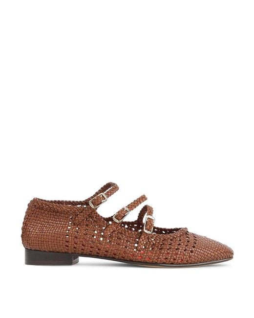 CAREL PARIS Brown Ariana S Braided Ballerinas