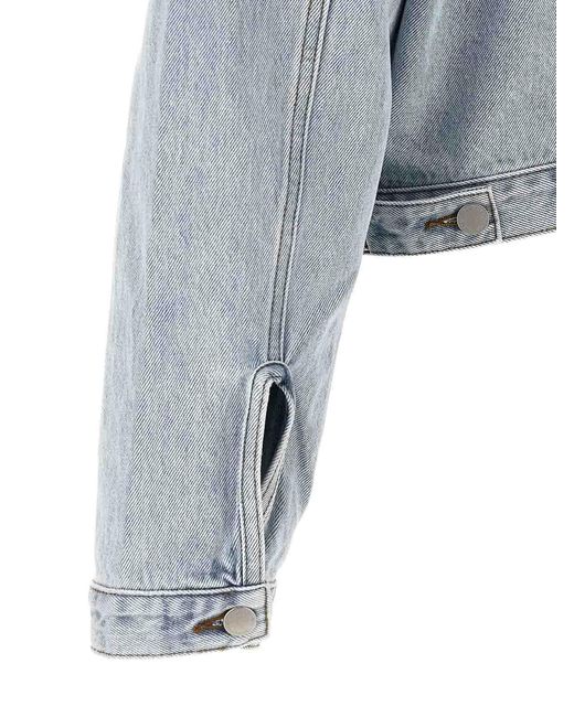 Entire studios Gray Shrunken Denim Jacket for men