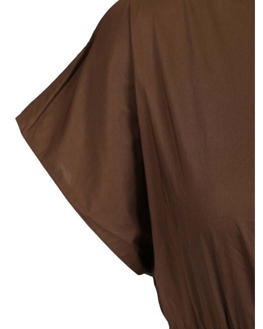 Matteau Brown Shirred Waist Midi Dress