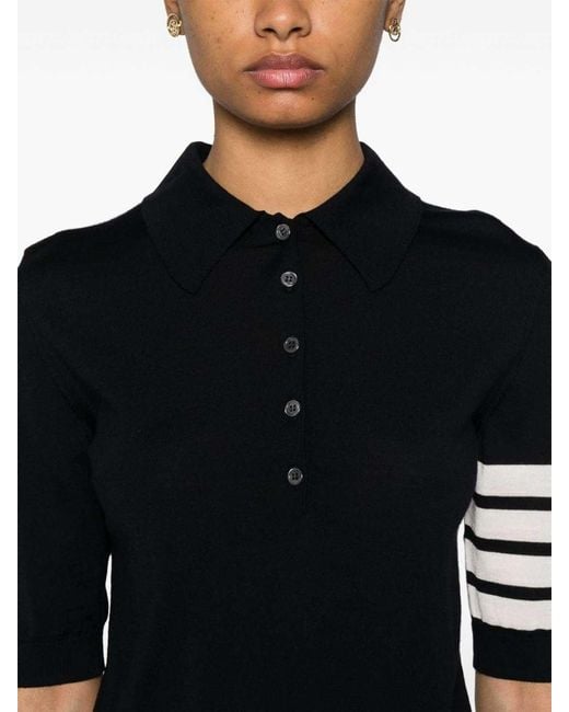 Thom Browne Black 4Bar Wool Polo Shirt