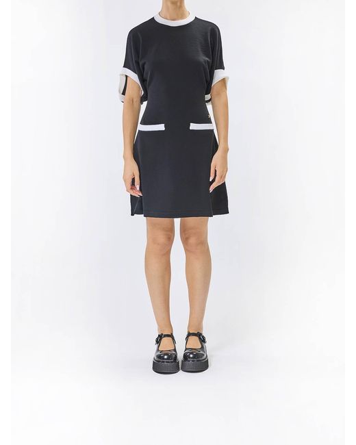 Moschino Black Wool Dress With Contrast Pockets