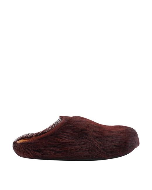 Marni Brown Long Hair Sabot Fussbet
