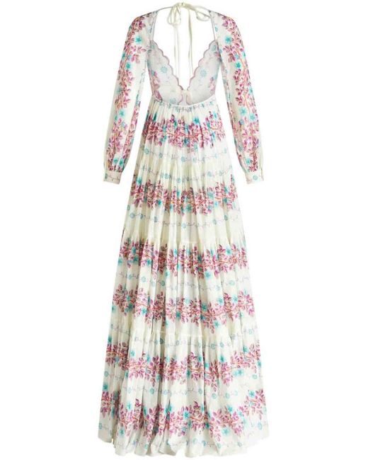 Etro White Floral Print Maxi Dress