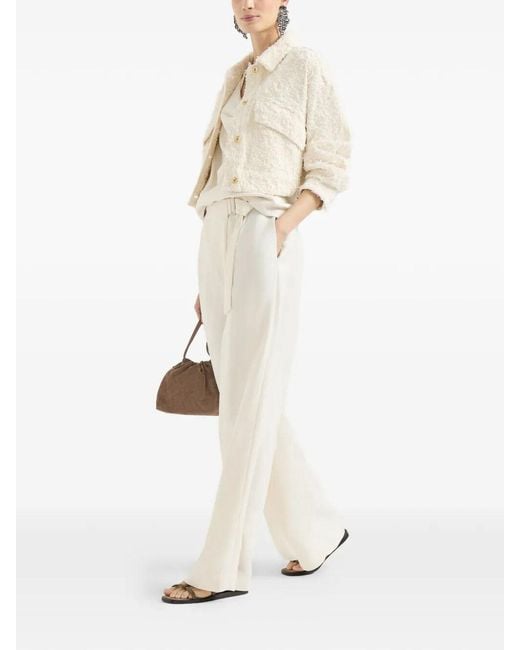 Brunello Cucinelli White Twill Wrap Trousers