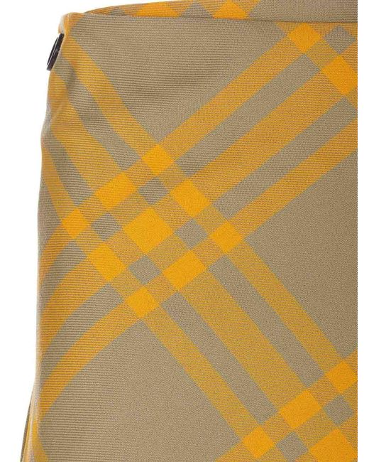 Burberry Yellow Check Kilt Skirt