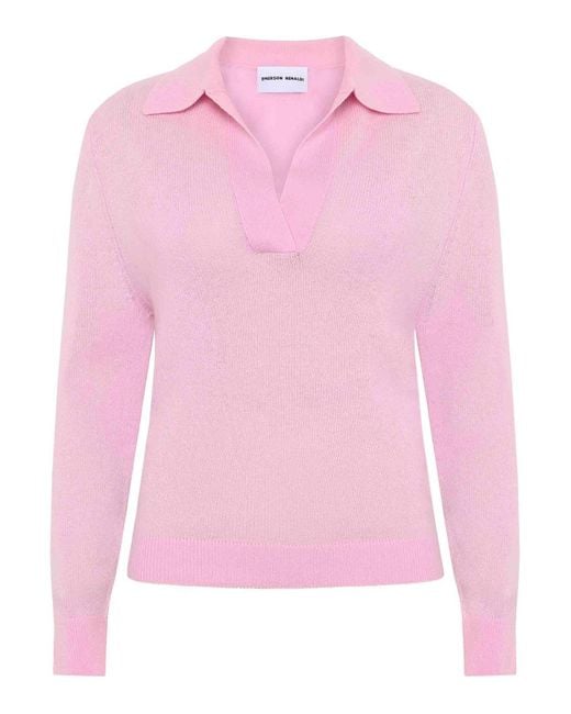 EMERSON RENALDI Pink Deep Polo-Collar Sweater