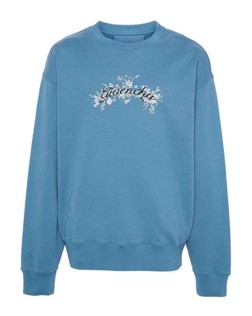 Givenchy Blue Embroidered Sweatshirt for men