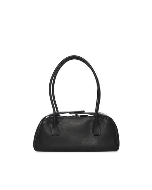 Courreges Black Leather Strip Bag