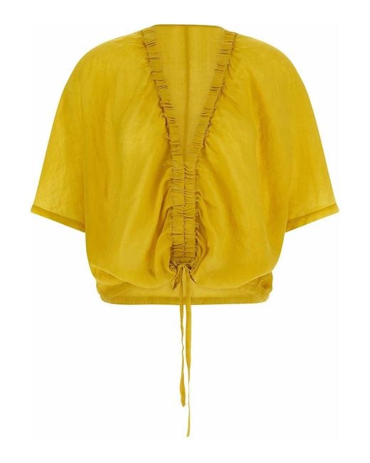 Nude Yellow Gathered Top
