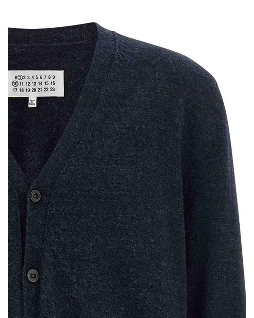 Maison Margiela Blue Suede Patch Cardigan for men