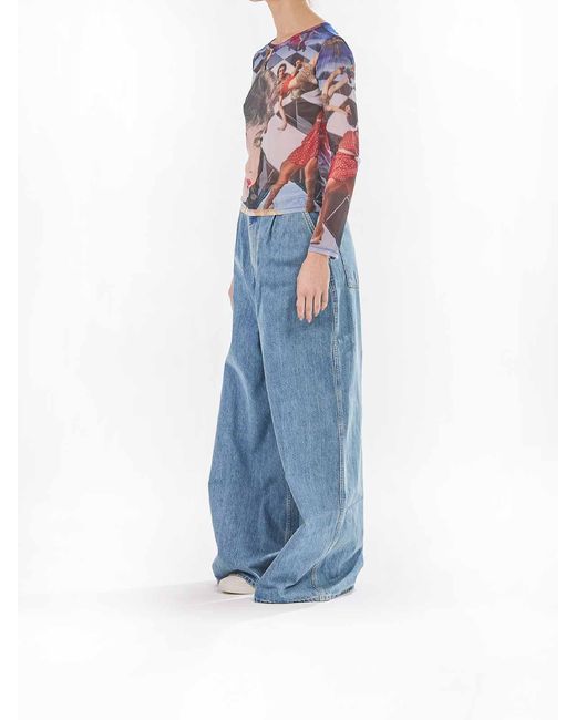 Sunnei Blue Longsleeve Sheer Top