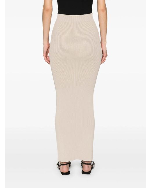 Max Mara White Ribbed Midi Skirt