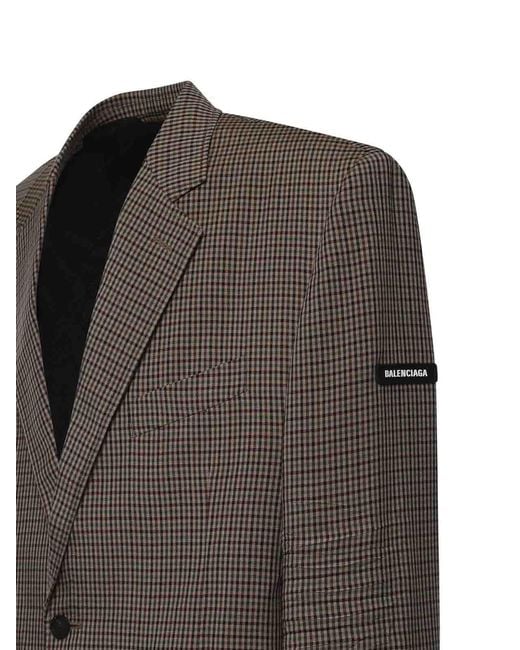 Balenciaga Black Sb Checked Lyocell Blazer for men