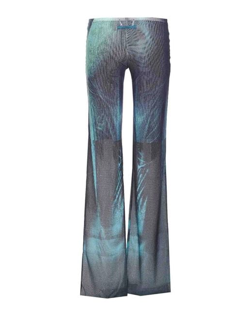 Jean Paul Gaultier Blue Indivo And Vintage Mesh Pants