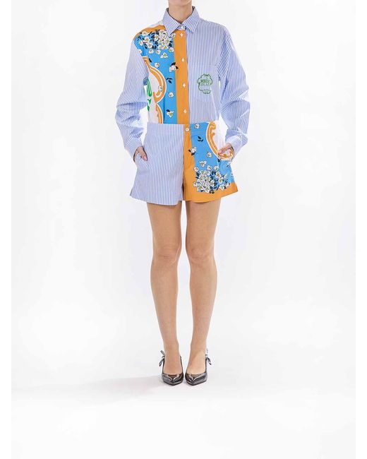 Moschino Blue Short Pants Foulard Printing