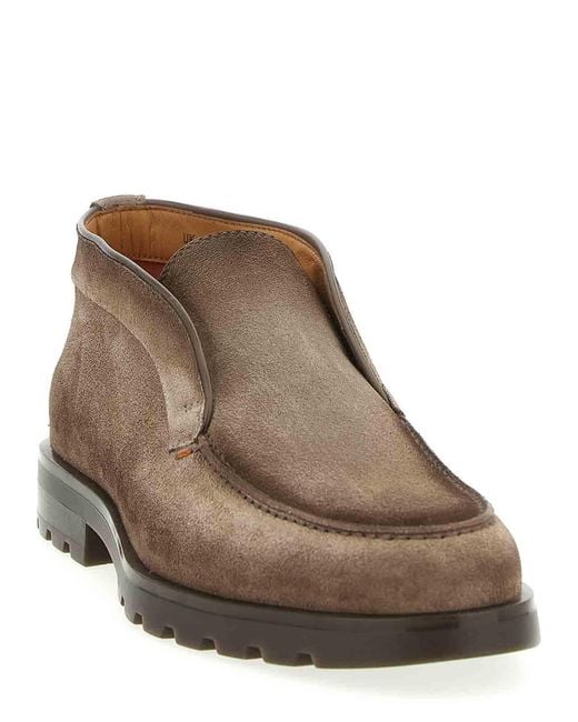 Santoni Brown Rock Ankle Boots for men
