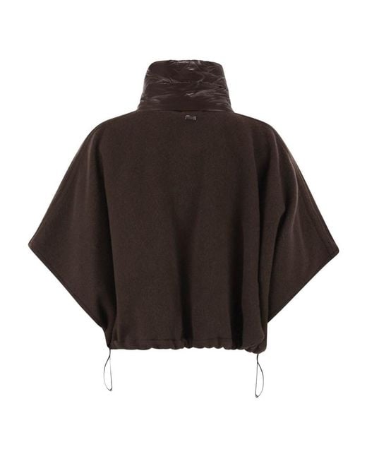 Herno Brown Wool And Nylon Short Down Jacket