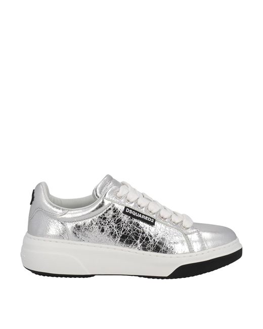 DSquared² White Sneakers In Laminated Crackle