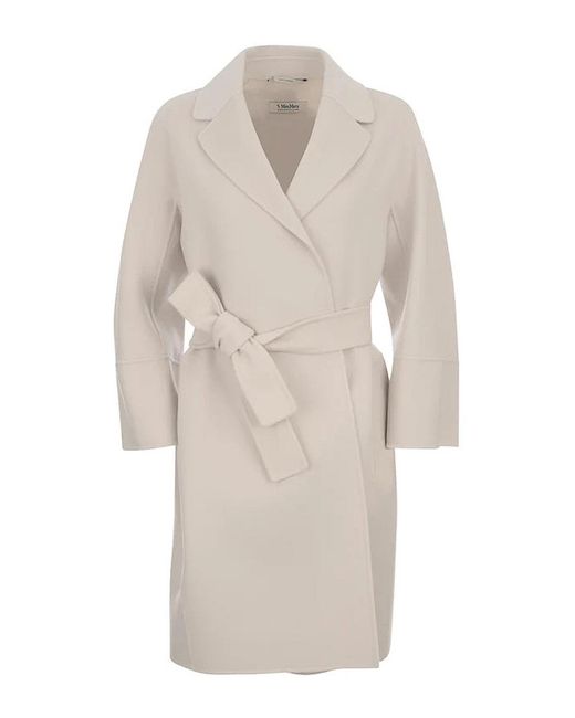 Max Mara White Arona Coat Pale Sand