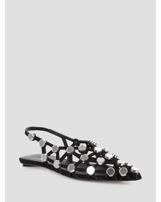 The Attico White Grid Slingback Sandals