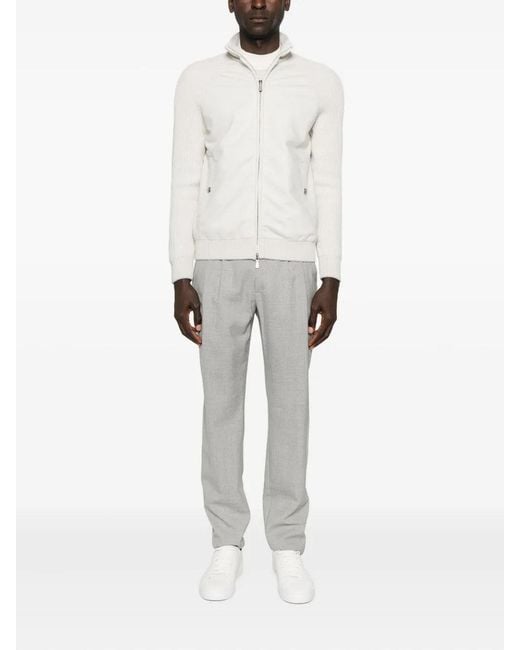 Eleventy White Full Zip Jacket Sand And Lt for men