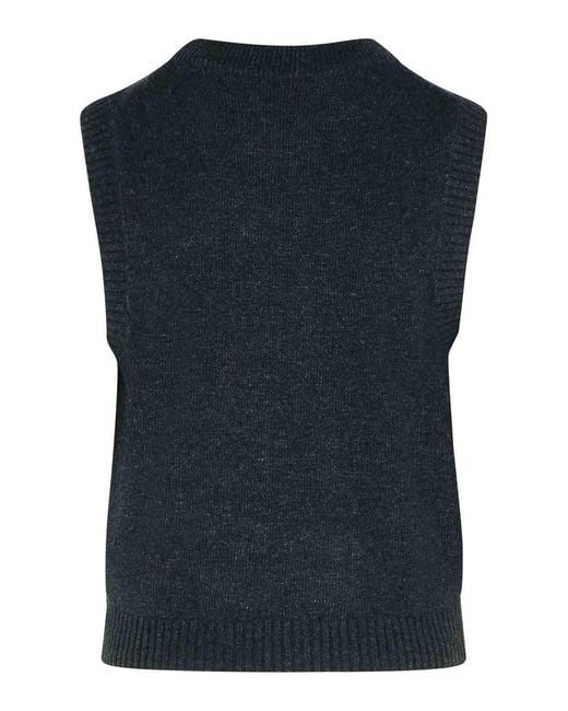 Ganni Black Wool Blend Vest