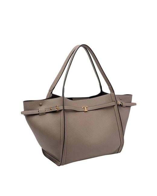 Tod's Gray Medium Leather Shopping Bag