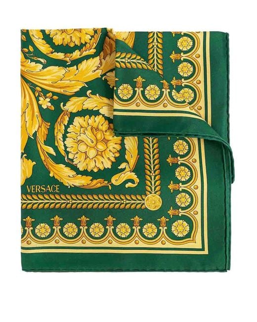 Versace Green Foulard Barocco 92 Printed Bio Silk Twill