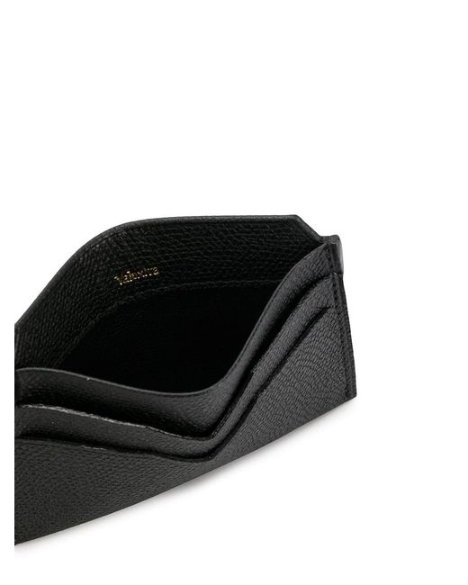 Valextra Black Pebbled Leather Cardholder
