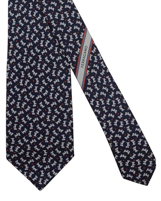 Ferragamo Blue Charlie Print Tie for men