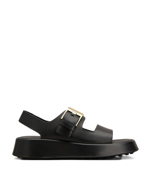 Tod's Black Platform Sandals With Leather