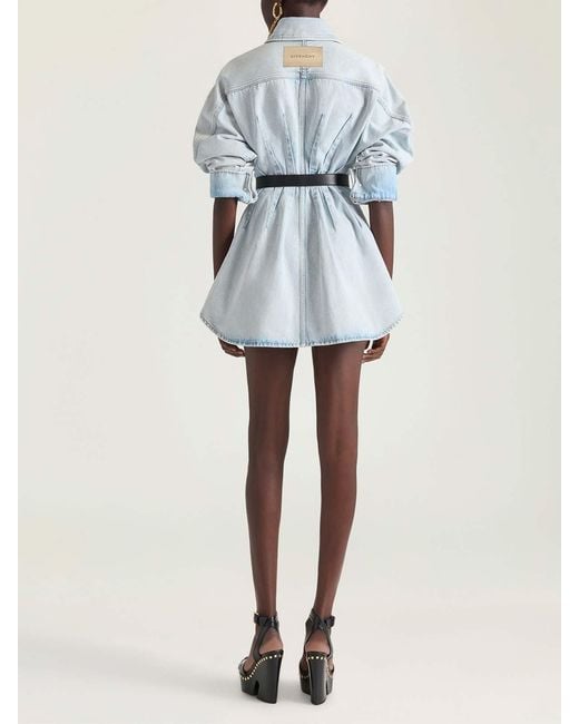 Givenchy Blue Cinched Waist Denim Cocoon Dress