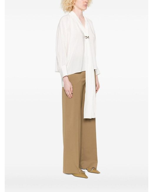 Max Mara White Wide Silk Blouse