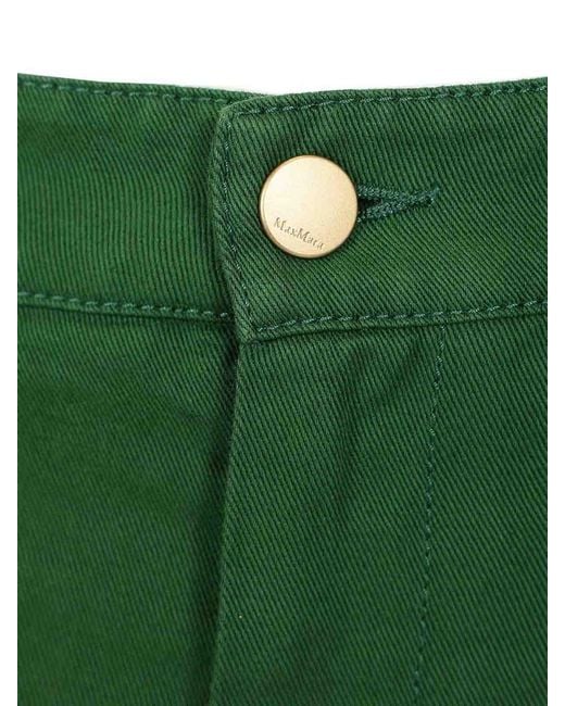 Max Mara Green Cotton And Linen Drill Trousers