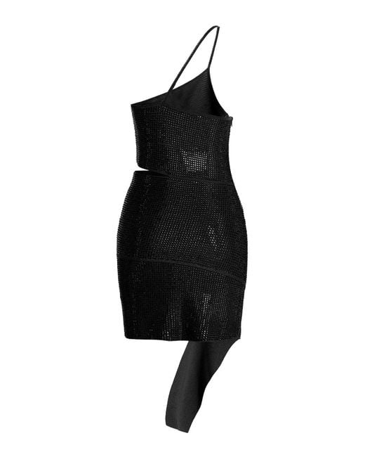 ANDREADAMO Black Sequin One Shoulder Dress