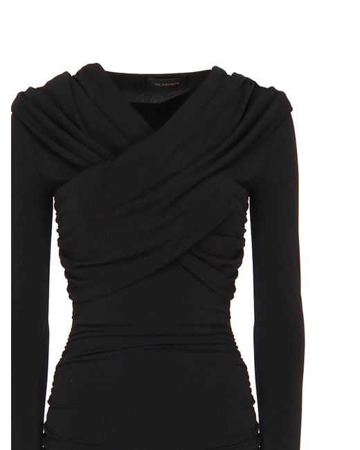 ANDAMANE Black Fitted Dress With Hood
