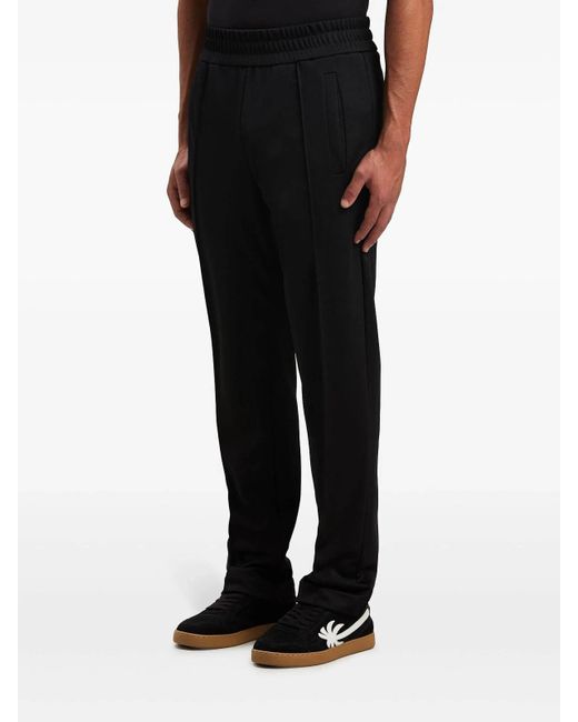 Palm Angels Black Back Curved Logo Track Pants for men