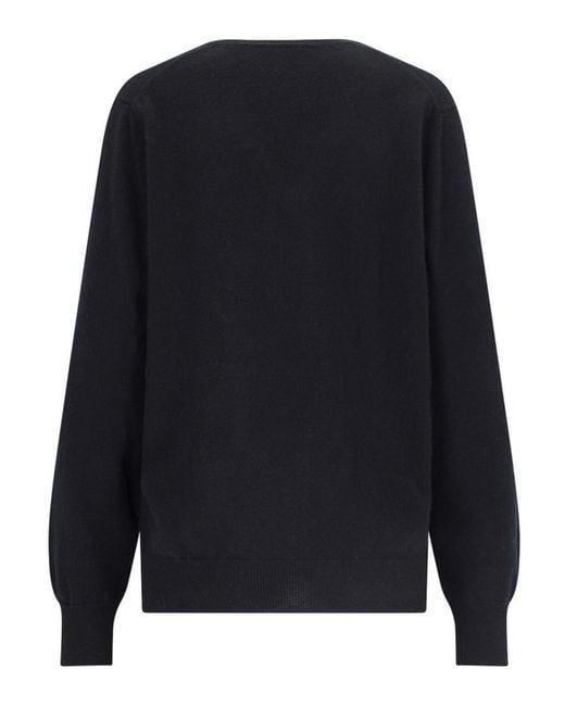 Canessa Blue Ribbed Cashmere V-Neck Sweater