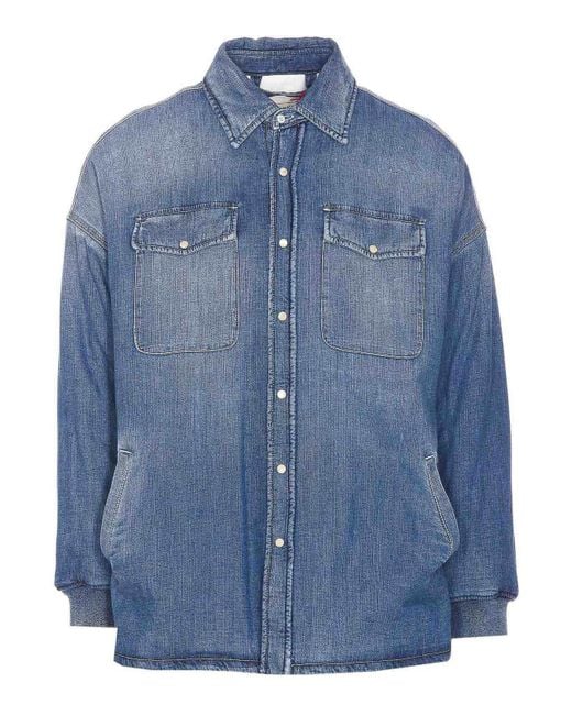 McQueen Blue Denim Shirt With Frontal Buttons for men