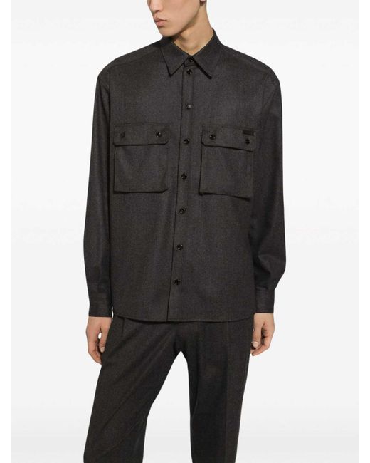 Dolce & Gabbana Black Oversize Flannel Shirt for men