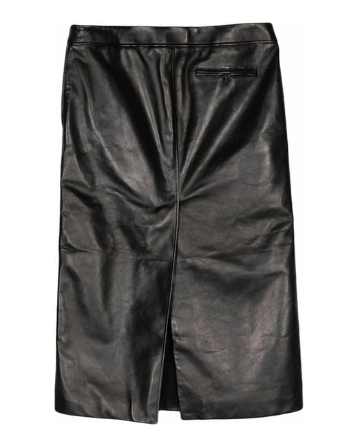 Alexander McQueen Black Low Waist Leather Skirt