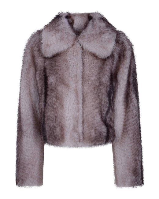 Twinset Purple Eco Fur Bomber Coat