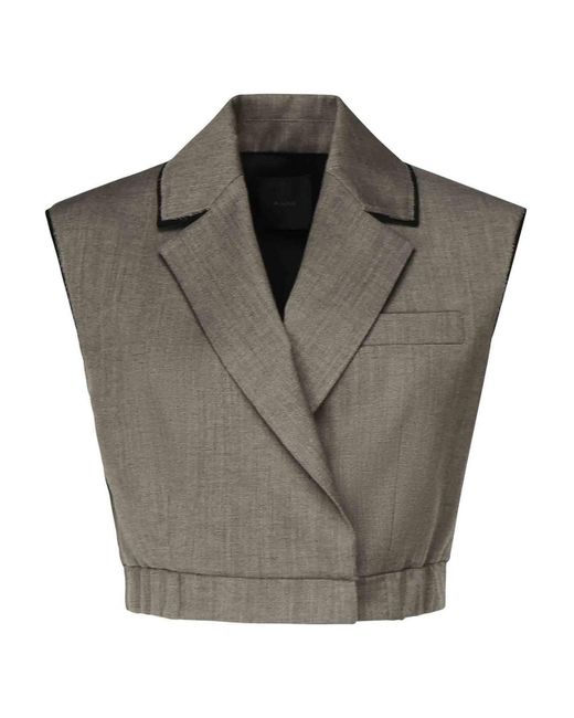 Pinko Gray Short Vest With Lapels And Elastic