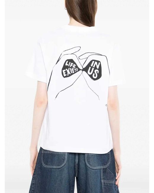 Sacai White Geoff Embroidery Tshirt