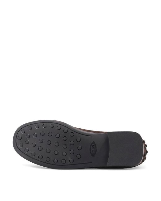 Tod's Brown Suede Loafers With Side Logo