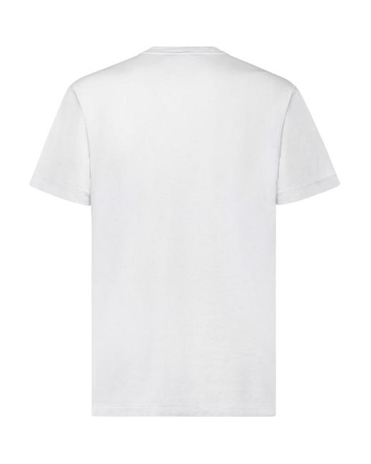 Stone Island White Cotton Jersey T-Shirt With Compass Patch for men