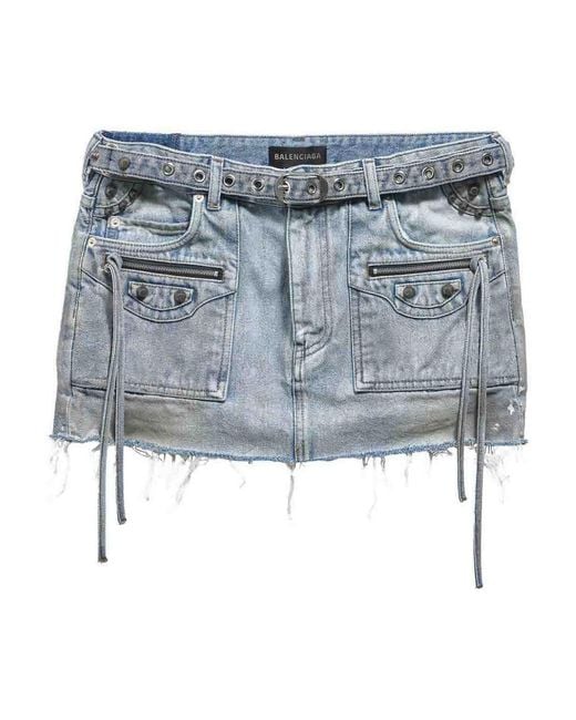 Balenciaga Blue Cagole Denim Mini Skirt