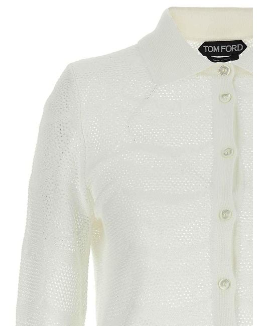 Tom Ford White Openwork Cardigan