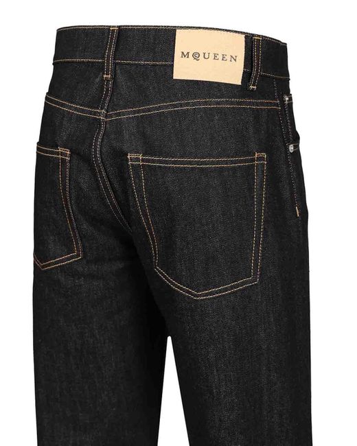 McQueen Black Wide Leg Jeans for men