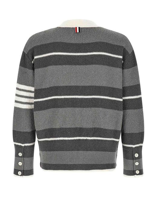Thom Browne Gray Striped Cardigan for men